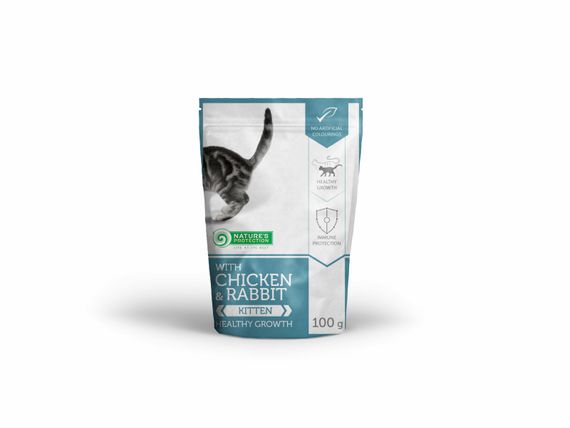 Вологий корм для кошенят з куркою і кроликом Nature's Protection Kitten with Chicken and Rabbit 100 г | Зображення 1