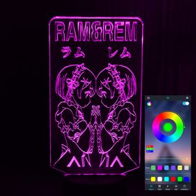 Акриловий світильник-нічник керування з телефона Рем и Рам 3 tty-n001387