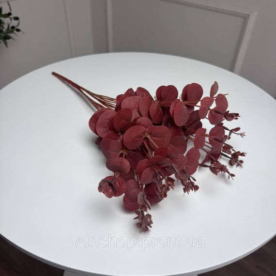 Букет евкаліпту штучний для декору 5шт/уп. Колір: бордовий LP-85