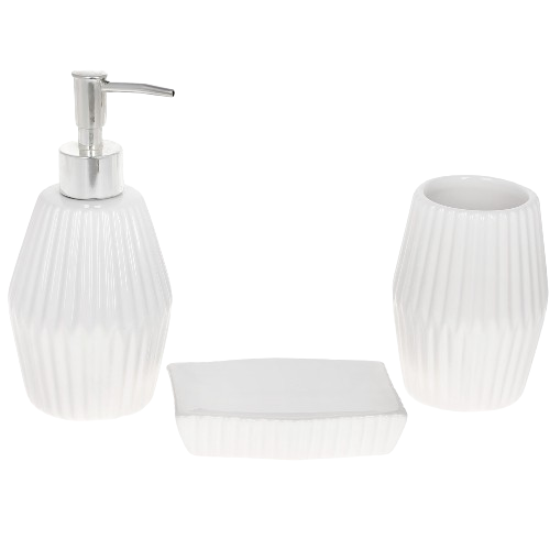 Набір для ванної кімнати 3в1 (дозатор 350мл, склянка 350мл, мильниця) білий 304-972 БОНА ДИ