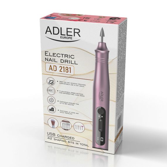 Фрезер для маникюра и педикюра Adler AD 2181, 11 насадок, 13500 об/мин, аккумуляторный | Зображення 9