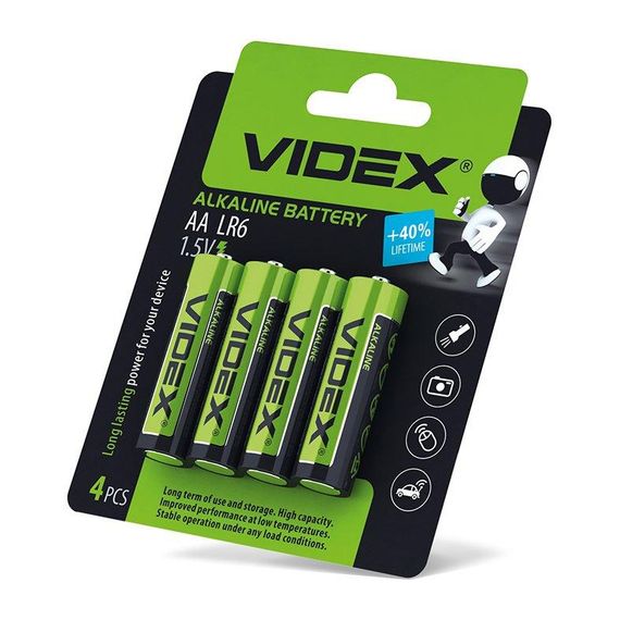 Батарейка лужна Videx LR6/AA 4шт Blister Card | Зображення 1