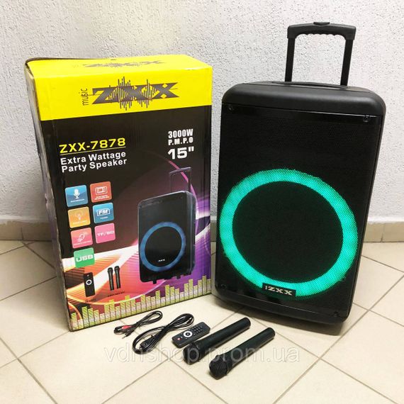 Переносна блутуз колонка ZXX-7878 72х42х35см 600 Вт, Колонка валіза на колесах блютуз ZS-26 | Зображення 4