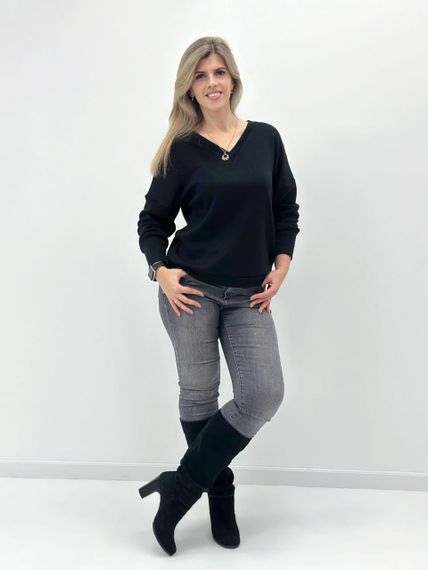 Женская красивая ангоровая кофта с V-образным вырезом GF04166 цвет черный, размер 42/44 | Зображення 3