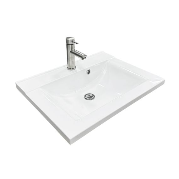 Раковина накладна Adamant QUANTO 60, прямокутна з сифоном Click-Clack + змішувач (4824296208001)