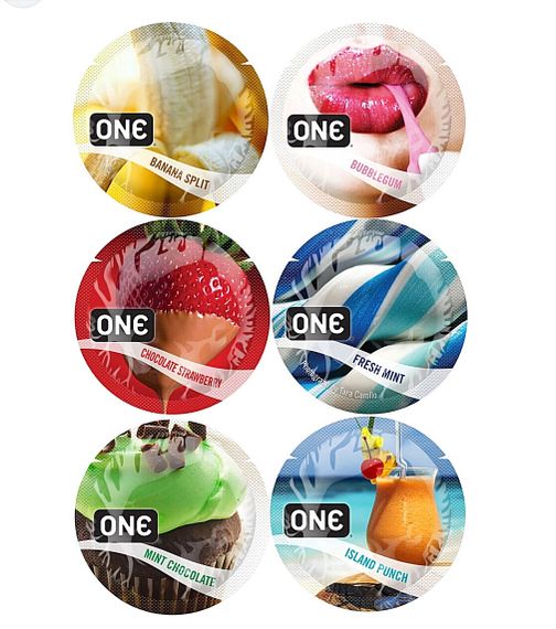 Набор оральных презерватив One Flavor Waves Mint Chocolate со вкусом мяты с шоколадом (цена за 5 шт) sexstyle | Зображення 1