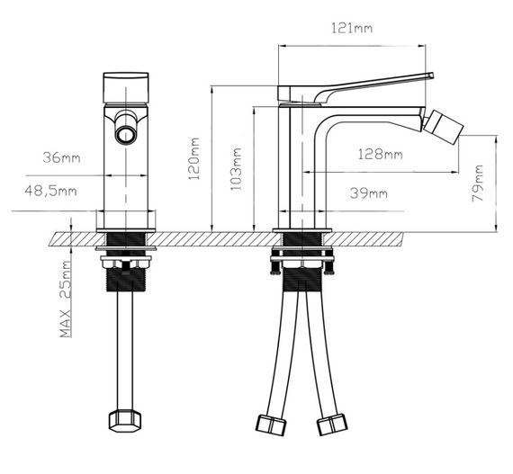 Змішувач для біде Qtap Slavonice, Gunmetal Black PVD (k35) QTSLA255GMB45923 | Зображення 1