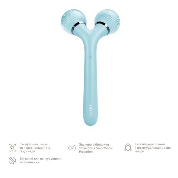 Електронний ультразвуковий ролик для обличчя та тіла GESKE Sonic Facial&Body Roller 4в1 magenta, Бірюзовий | Зображення 1