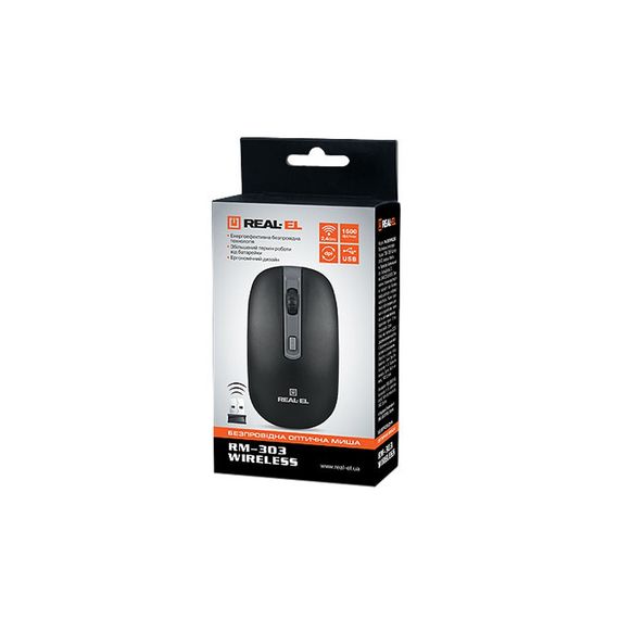 Мишка REAL-EL RM-303 black-grey | Зображення 4