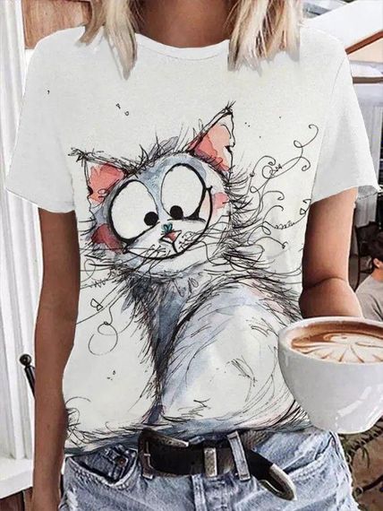 Футболка женская с принтом повседневная XL Белая