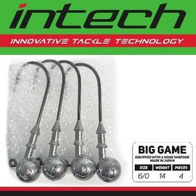 Джиг-головка, Гачки риболовні для силіконових приманок Intech Інтеч Big Game Puncher №6/0 14g 4шт