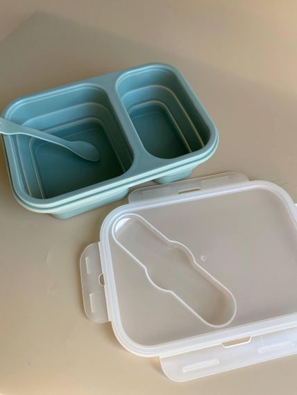 Ланч бокс дитячий силіконовий складний Зелений