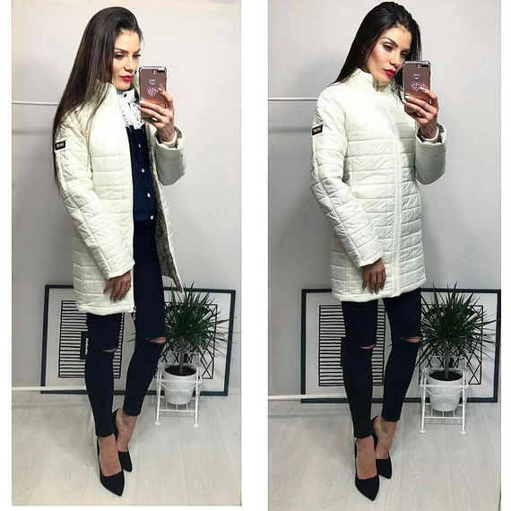 Куртка пальто стьобане, арт. 761, колір молоко