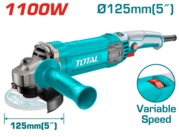 Кутова шліфувальна машина TOTAL TG110125565 1100Вт, 125мм, 5000-12000 об/хв.