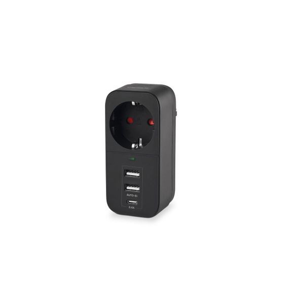 Мережевий адаптер VIDEX ONCORD з/з 1п 2.4A 2USB+USB-C Black | Зображення 1