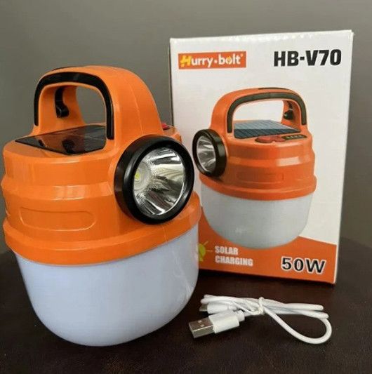 Подвесной аккумуляторный фонарь светильник Hurry Bolt HB-V70 LED с крючком и солнечной панелью | Зображення 7