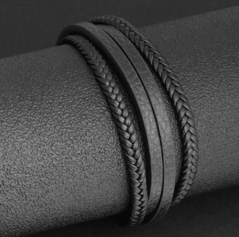 Чоловічий шкіряний браслет Primo Rope 20.5 з магнітною застібкою - Silver | Зображення 5
