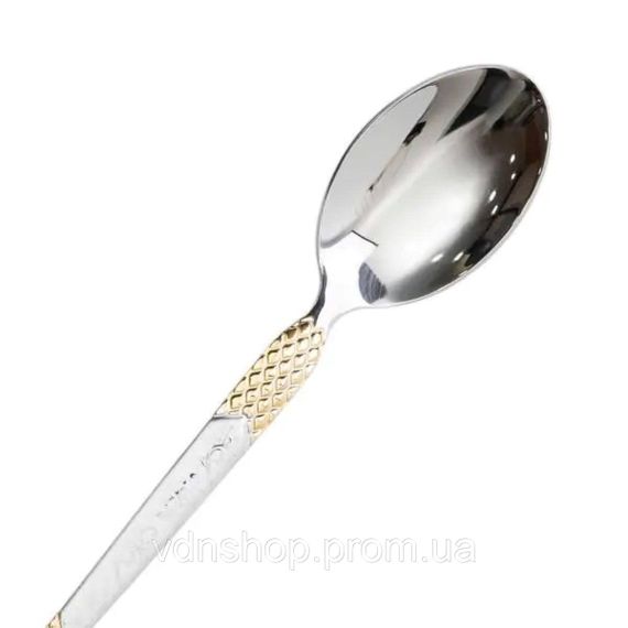 Набор чайных ложек 6 штук ложки для чая из нержавеющей стали 15 см Серебро с золотом HP-20-39 | Зображення 2