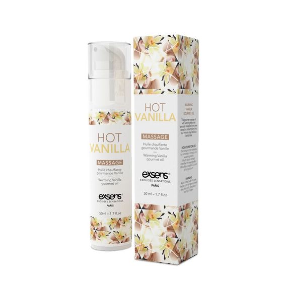 Масажна олія EXSENS Hot Vanilla 50мл розігріває, без цукру, без парабенів, їстівна
