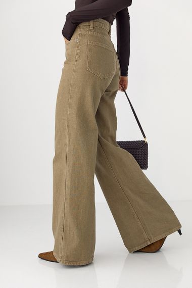 Широкі джинси Palazzo з високою талією - світло-коричневий цвет, 40р (є розміри) | Зображення 1