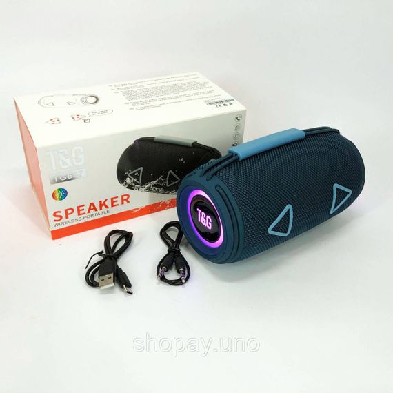 Bluetooth-колонка TG657 з RGB підсвічуванням 1500 mAh, музичні стовпчики для вулиці. Колір: синій | Зображення 2
