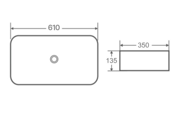 Раковина накладна Qtap Tern 610x350x135 мм, White, прямокутна, без донного клапана QT17118140W | Зображення 1
