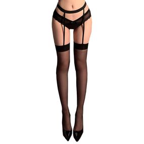 Еротичні колготки з відкритими стегнами  48 Чорний A68-3
