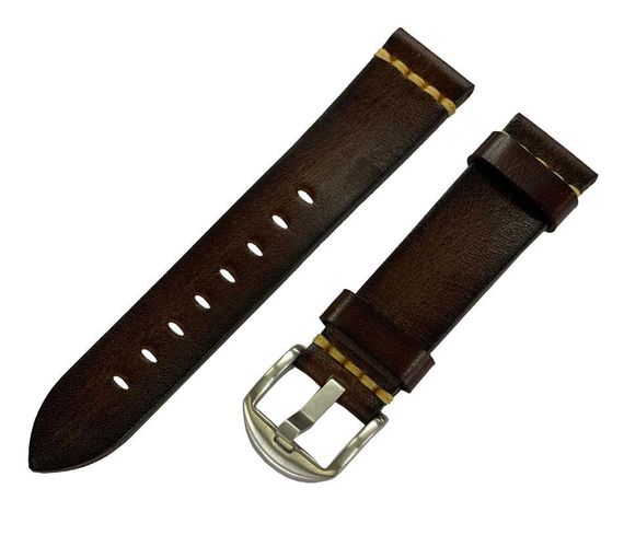 Кожаный ремешок Primolux C052B Steel buckle для часов Huawei Watch GT 2 / GT Active 46mm - Dark Brown | Зображення 1