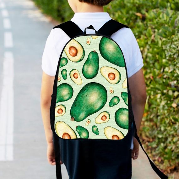 Рюкзак детский с авокадо, 34х27см,городской ранец для мальчика с принтом (00422)