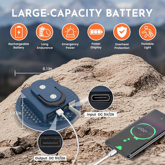 Ліхтар кемпінговий F4-125 мм 4500 mAh лампа на акумуляторі з функцією powerbank | Зображення 5