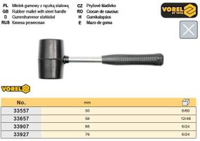Киянка Польша ручка металл Ø 66 мм 700г VOREL-33907