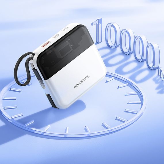 Портативний ЗП Power Bank BOROFONE BJ64 Distinct 22.5W+PD20W with cable 10000 mAh White | Зображення 3