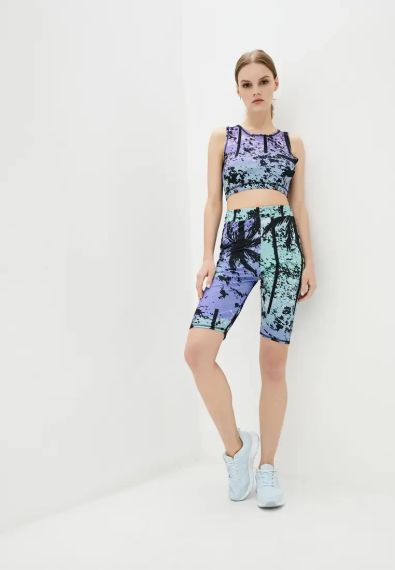 Спортивні шорти велосипедки  4Profi з принтом "Тропік" зелений/фіолет  розмір M дайвінг 17968 | Зображення 4