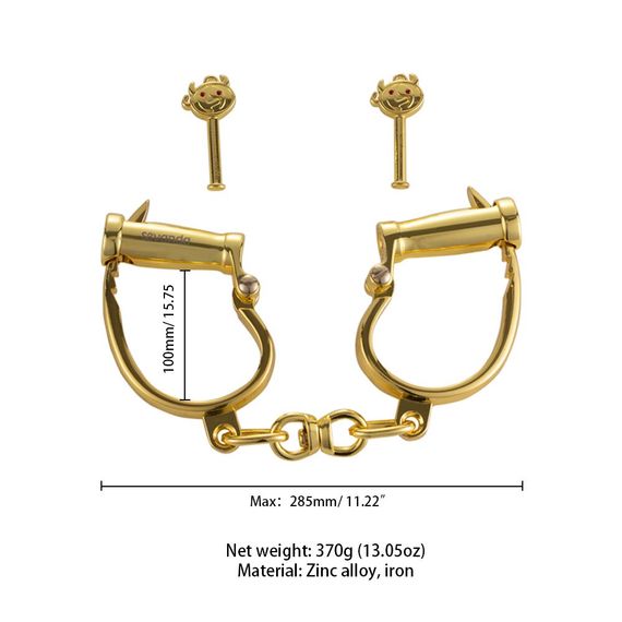 Наручники LOCKINK Love-slave Handcuffs, золотисті, металеві, у формі стремен | Зображення 5