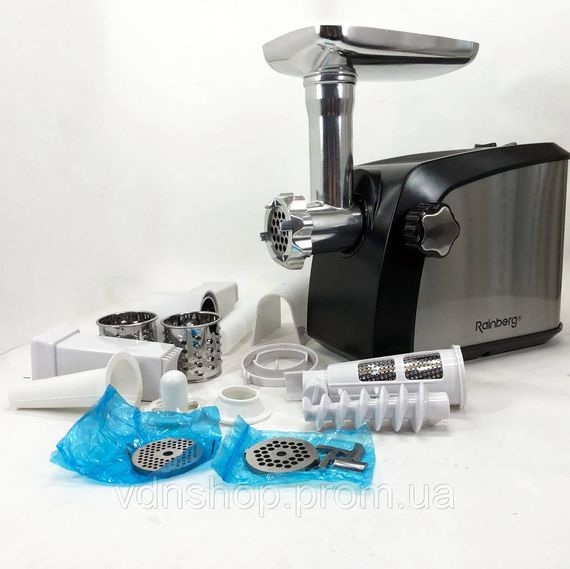 Мощная электрическая мясорубка с реверсом Rainberg, Топ мясорубок, Электрическая мясорубка нержавейка WR-22 | Зображення 8