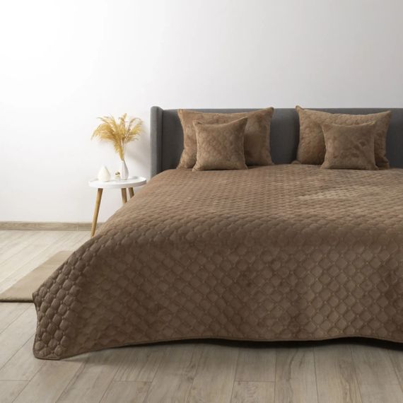 Покрывало евро макси ТЕП Velour Ромб круглый 4-00518_22386 240х260 см капучино