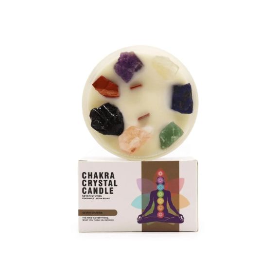 Свічка соєва з камінням Chakra Сім Чакр дерев'яний гніт 320г 5056368333392 | Зображення 4