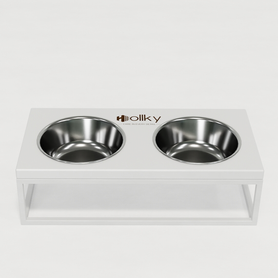 Миски на подставке для средних собак и больших котов Hollky Base M (2 × 0,95 л) BM-422110-WHWH | Зображення 3