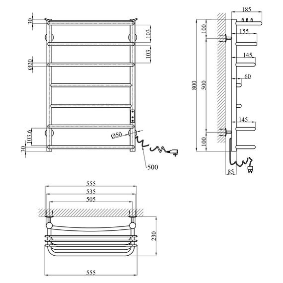Сушарка для рушників електрична Kroner KRP Stern ER800x500-7 (CV036331) | Зображення 5