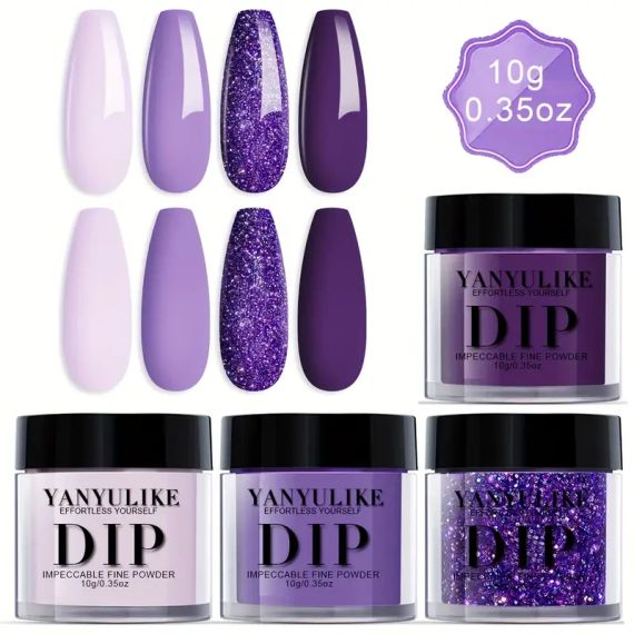 Набір для нігтів з акриловим порошком для занурення — 4 кольори: Золотистий, Блиск, Нейтральний, що починає мас