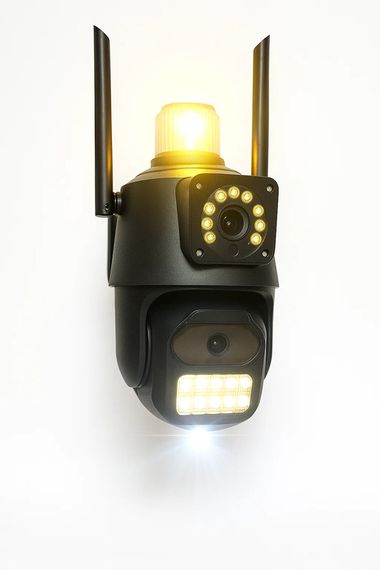 Вулична поворотна IP-камера з мигалкою 200Вт XPRO Dual Camera V21 4K 8.0MP WiFi ProHR V380 (46283-_877) | Зображення 1