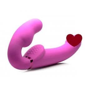 Страпон безременевий з вібрацією та накачуванням Strap U з дистанційним пультом, рожевий, 24.1 х 3.8 см Sex Aura