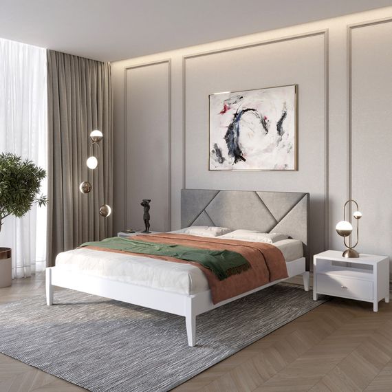 Полуторне дерев&#039;яне ліжко Mebigrand Нью-Йорк ДК Сіро-блакитний (S2010R80B)/Аляска 93 (Сірий) 120х200 см (MBG-10439)