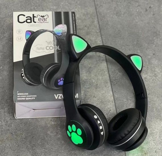 Беспроводные детские Bluetooth наушники Cat Ear VZV-23M с кошачьими ушками Черные | Зображення 1