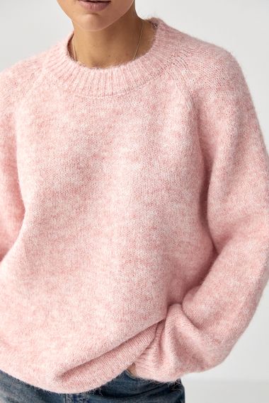Теплий в'язаний светр oversize - пудра цвет, ONE SIZE (є розміри) | Зображення 3