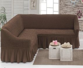 Чехол на угловой диван с оборкой, накидка на диван