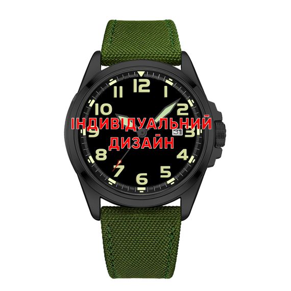 Класичний чоловічий годинник Awarder 040 Army Green-Black під Індивідуальний дизайн, водонепроникний, японський механізм