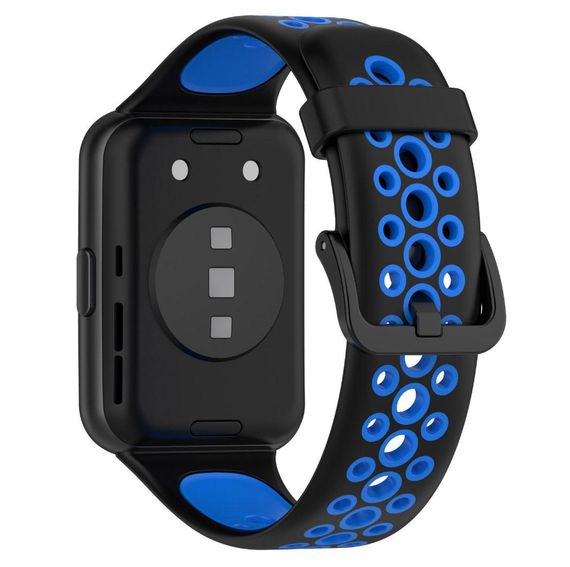 Силіконовий ремінець Primolux Perfor Classic для смарт-годинника Huawei Watch Fit 2- Black&Blue | Зображення 1
