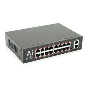 POE комутатор Merlion Mini 16 POE 10/100+2 RJ45 10/100/1000+ вбудований блок живлення 52V 3.85A