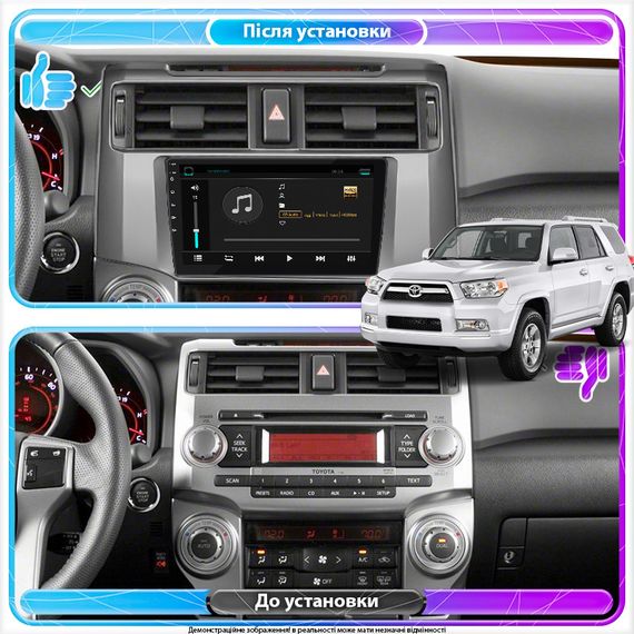 Штатная магнитола Lesko для Toyota 4Runner V Рестайлинг 2013-н.в. экран 9" 4/64Gb 4G Wi-Fi GPS Top | Зображення 2